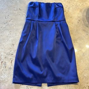 Express Dark Blue/Purple strapless dress, stretch fabric, slit, size 4
